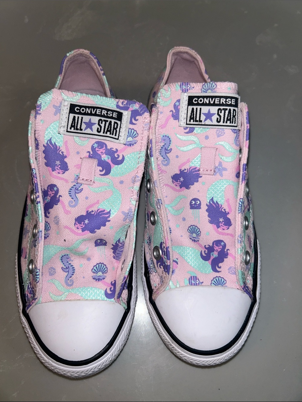 Converse Kids Pink Purple Mermaid Slip-On Sneakers